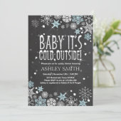 Invitation Bébé d'invitation de baby shower c'est bleu froid (Debout devant)