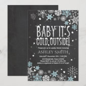 Invitation Bébé d'invitation de baby shower c'est bleu froid (Devant / Derrière)