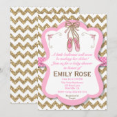Invitation Bébé d'invitation de baby shower de ballerine (Devant / Derrière)