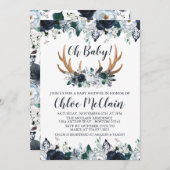 Invitation Bébé d'invitation de baby shower de Boho de marine (Devant / Derrière)