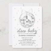 Invitation Bébé Disco Boule à Facettes Argentée Arc Bébé Show (Devant)