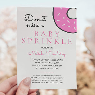 Invitation Bébé Donut Rose mignonne Baby shower fille saupoud