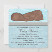 Invitation Bébé dormant Garçon Baby shower gris bleu (Dos)