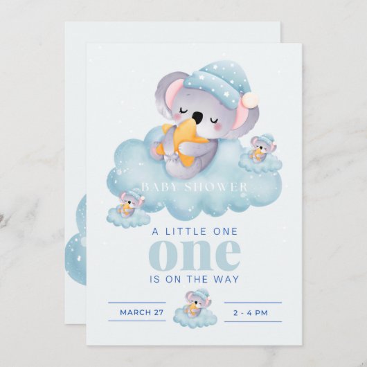 Invitation Bébé dormant Koala Boy Show (Devant / Derrière)