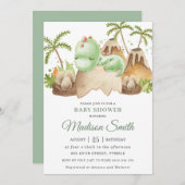 Invitation Bébé dormant mignon Dinosaur Jurassique Boy Douche (Devant / Derrière)