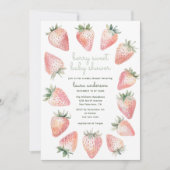 Invitation Bébé Douce Fête de Naissance Aquarelle Fraises Dan (Devant)