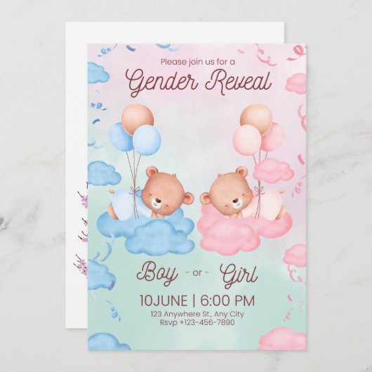 invitation bébé douche (Devant / Derrière)