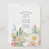 Invitation Bébé Douche d'eau couleur bleu floral blanc (Dos)