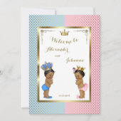 Invitation Bébé Douche JUMEAUX, bleu rose, élégant fond 5x7 (Devant)