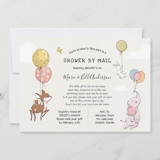 Invitation Bébé Douche longue distance par courrier (Devant)