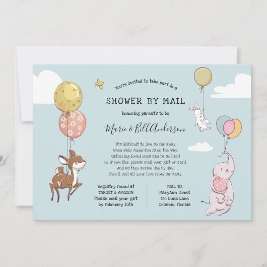 Invitation Bébé Douche longue distance par courrier (Devant)