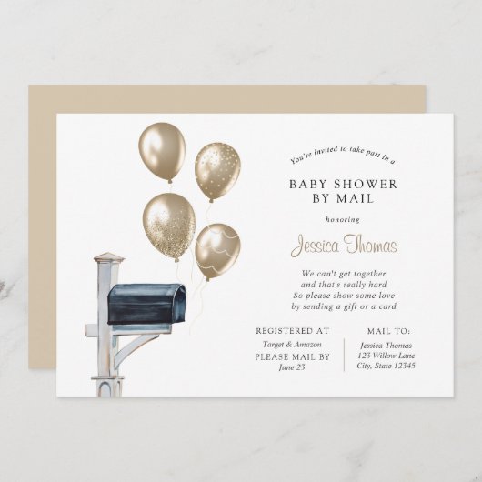 Invitation Bébé Douche longue distance par courrier (Devant / Derrière)