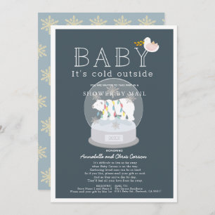 Invitation Bébé d'ours polaires Son Baby shower bleu froid pa