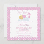 Invitation Bébé doux d'ange et baptême Inviation de croix (Devant)