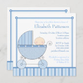 Invitation Bébé doux dans le baby shower de chariot dans le (Devant / Derrière)