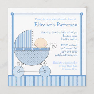 Invitation Bébé doux dans le baby shower de chariot dans le