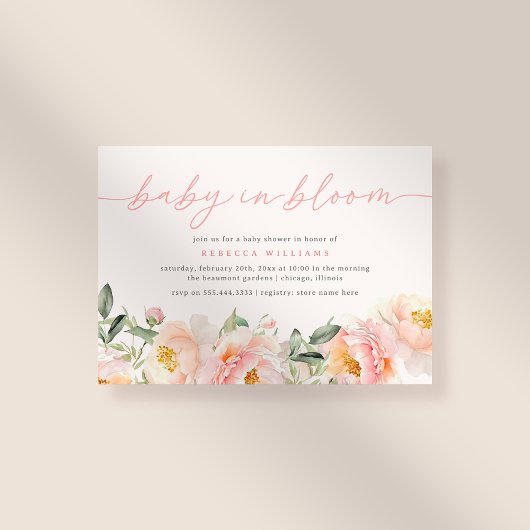 Invitation Bébé Doux En Fleur Rose Fleur Fille Baby shower
