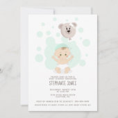 Invitation Bébé doux et ballon d'ours (Devant)