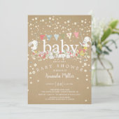 Invitation Bébé doux lapins Baby shower neutre (Debout devant)