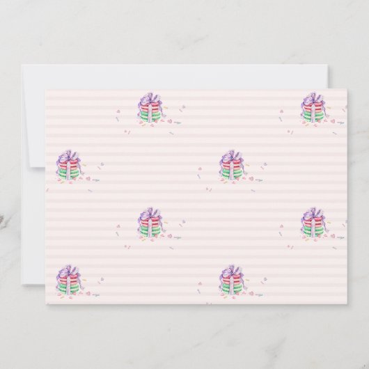 Invitation Bébé doux Macarons rayé Anniversaire (Dos)