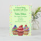 Invitation Bébé doux parsemé d'amour, douche de Cupcake (Debout devant)