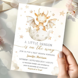Invitation Bébé dragon Cadeau Cute Boho Aquarelle  