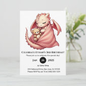 Invitation Bébé Dragon Dormant avec Anniversaire de Teddy (Debout devant)