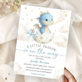 Invitation Bébé dragon garçon bleu va éclore
