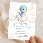 Invitation Bébé dragon garçon bleu va éclore