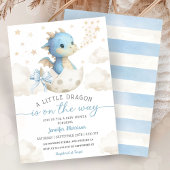 Invitation Bébé dragon garçon bleu va éclore