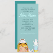Invitation Bébé du thé d'Alice ou bleu de Fête de la mariée (Devant / Derrière)