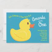 Invitation Bébé Ducky Cute Kid 1er Anniversaire Fête Canards (Devant)