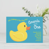 Invitation Bébé Ducky Cute Kid 1er Anniversaire Fête Canards (Debout devant)