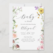 Invitation Bébé Élégant En Fleur Fleur sauvage Douche Florale (Devant)
