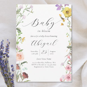 Invitation Bébé Élégant En Fleur Fleur sauvage Douche Florale