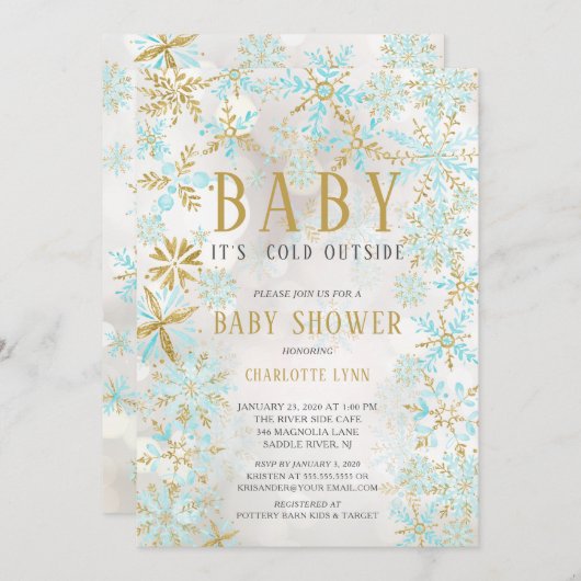 Invitation Bébé élégant Il fait froid dehors Baby shower garç (Devant / Derrière)