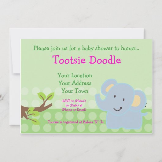 Invitation Bébé Eléphant Baby shower de Garçon bleu saupoudré (Devant)