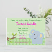 Invitation Bébé Eléphant Baby shower de Garçon bleu saupoudré (Debout devant)