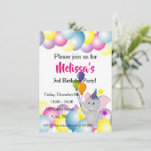 Invitation Bébé éléphant ballons anniversaire (Debout devant)