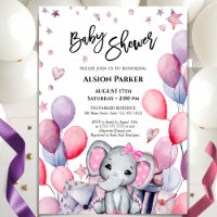 Bébé Eléphant Ballons roses mignonette Baby shower