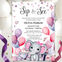 Bébé Eléphant Ballons roses SIP ET VOIR