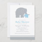 Invitation Bébé Éléphant Bleu Gris Garçon Mère Shower (Devant)