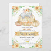 Invitation Bébé éléphant & citrouille chute baby shower invit (Devant / Derrière)