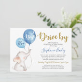 Invitation Bébé éléphant Conduire par garçon Baby shower (Debout devant)