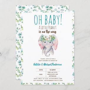 Invitation Bébé Eléphant Douche Invitation, Boho Floral