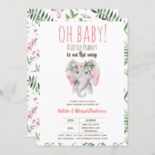 Invitation Bébé Eléphant Douche Invitation, Boho Floral