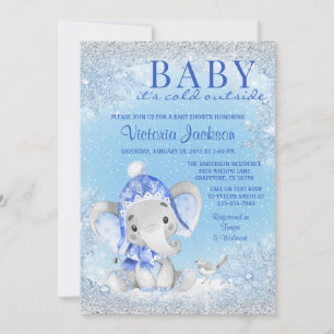 Invitation Bébé éléphant il fait froid dehors Baby Shower