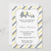 Invitation Bébé Eléphant Jaune & Gris Gris | BABY SHOWER (Devant)