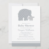 Invitation Bébé Éléphant Mère Gris Points Baby Shower (Devant)
