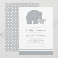 Bébé Éléphant Mère Gris Points Baby Shower